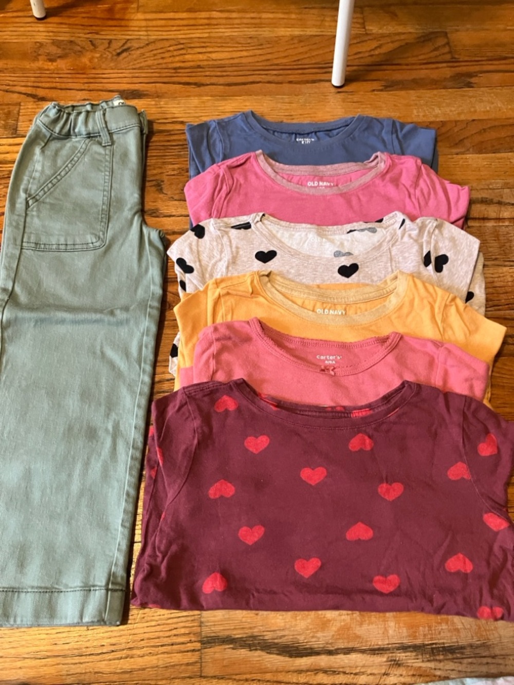 Girls' Heart Print Tee Bundle + Sage Green Pants